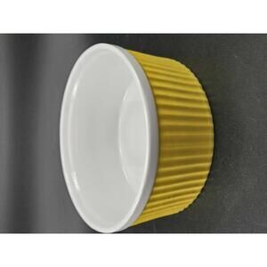 Retro 6.5" Yellow Baking Dish Ribbed Oven‑to‑Table Ceramic Bright Sunny Kitchen